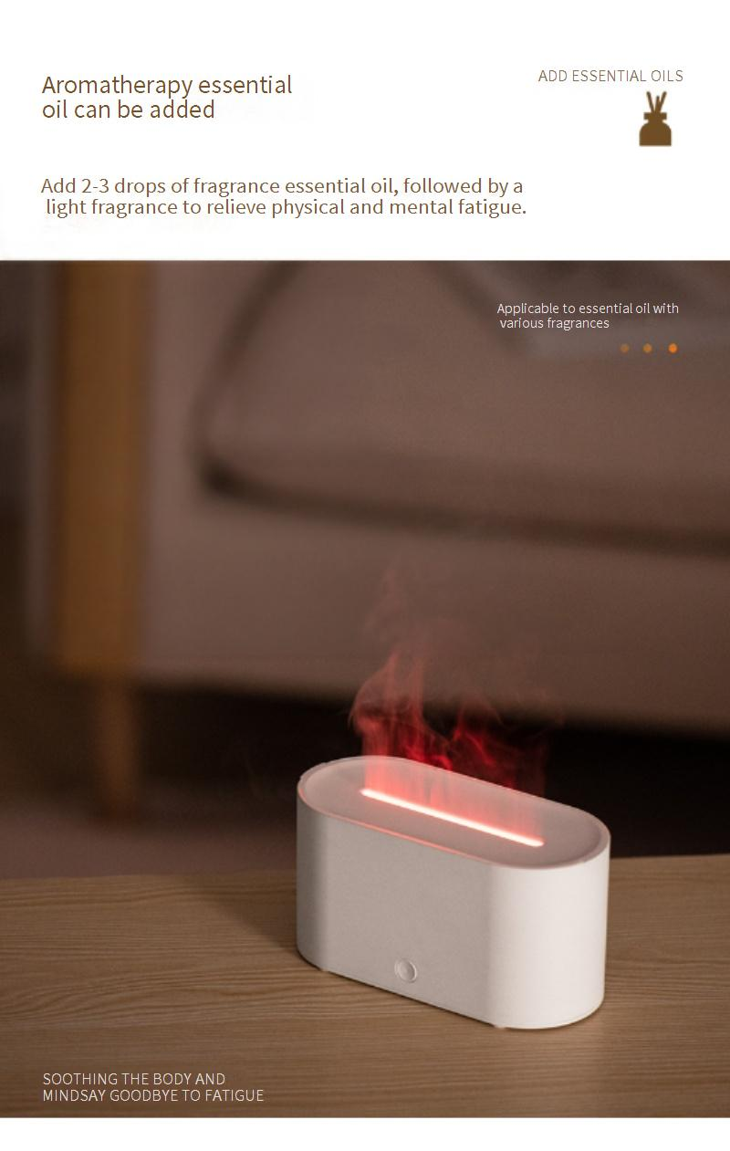 Ultrasonic Aroma Diffuser With Colorful Flame Effect - USB-Powered Essential Oil Humidifier For Home & Office, 7 Wood Grain & Crackle Finishes_voghion.com