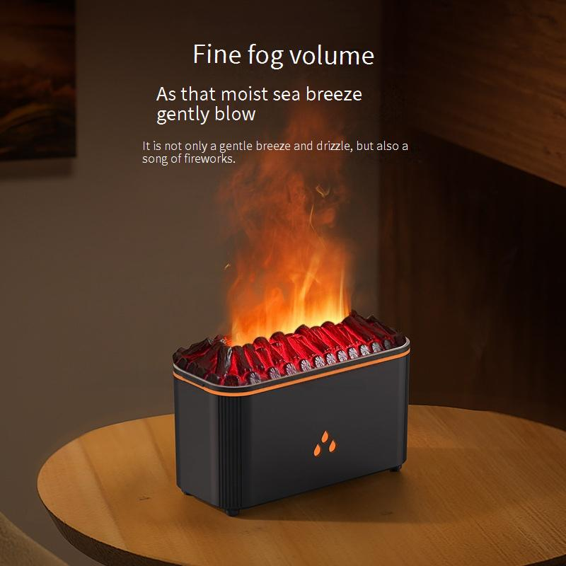 Realistischer Diffusor für ätherische Öle im Kamin mit 7-farbiger LED-Flamme, Aromatherapie-Luftbefeuchter, stimmungsvolle Beleuchtung für Zuhause und Büro_voghion.com