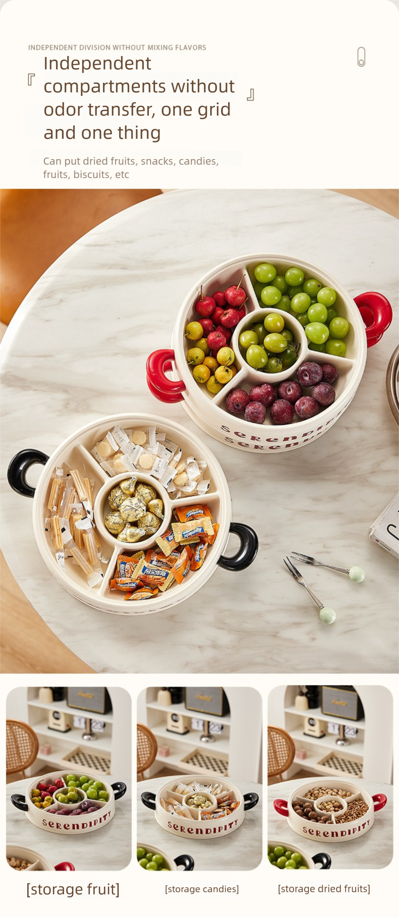 Creative Bowknot Dried Fruit Tray, Household Living Room Divided Lattice With Lid Candy Box, Ins Style Snack Display Plate, Fruit Plate._voghion.com