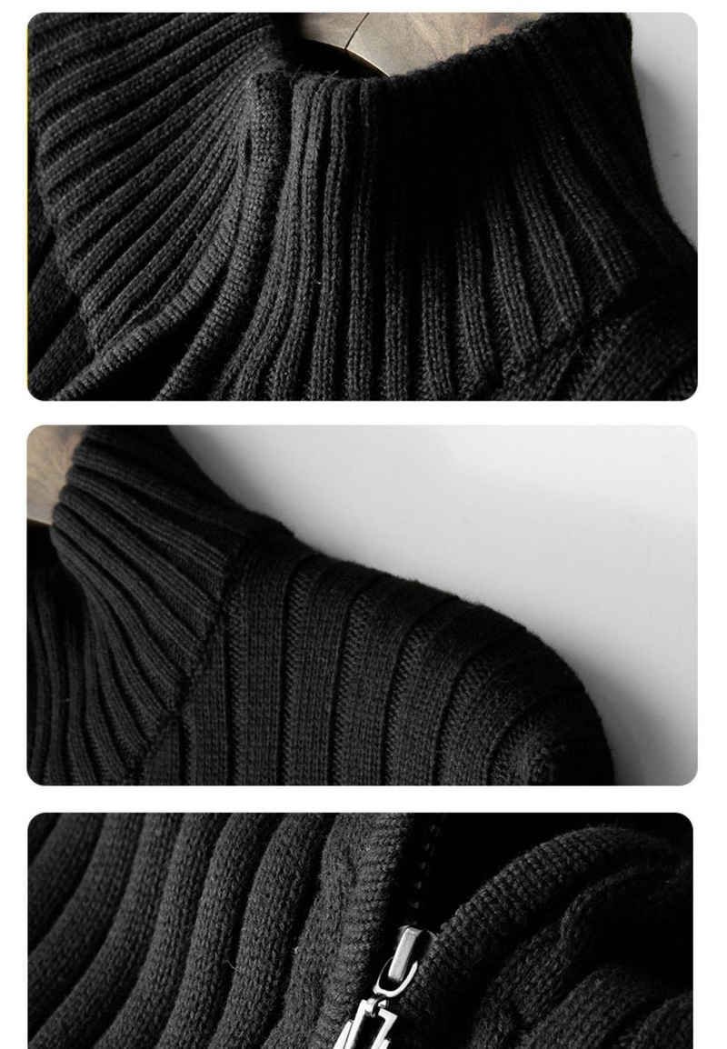 Men's Chunky Knit Zip-Up Cardigan Sweater - Warm Winter Pullover With Stylish Stand Collar, Casual Autumn Spring Jacket For Layering_voghion.com