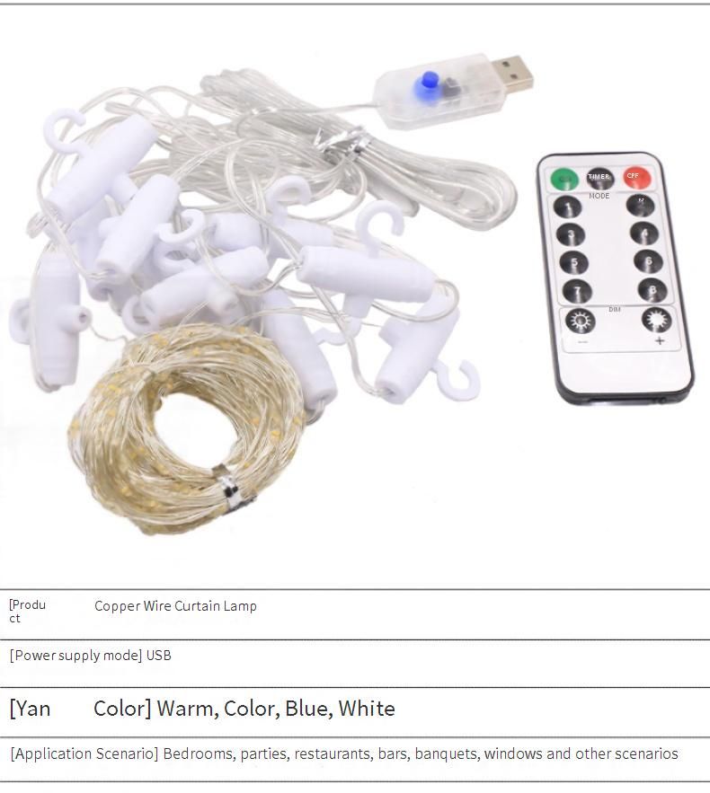 Luci fatate a 300 LED con filo di rame e telecomando, 8 modalità di illuminazione, alimentazione tramite USB, luci a forma di stella per Natale, feste, camera da letto_voghion.com