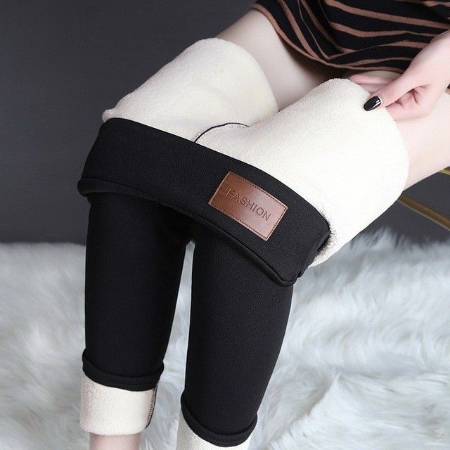 Women's Clothing Plush Leggings High Elastic Fleece-Lined High-Waisted Leggings – Ultra-Warm Winter Pants With Bamboo Fiber & Leather Tag Options_voghion.com