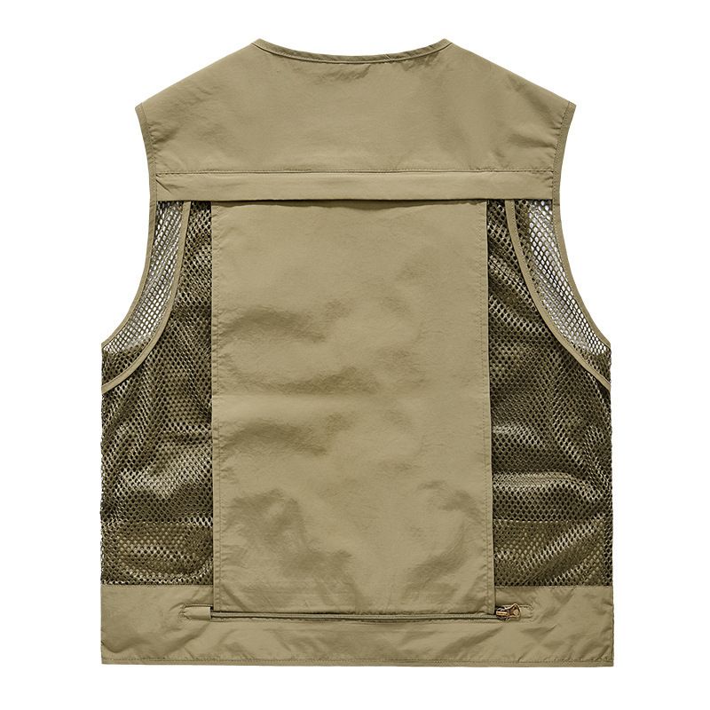 Men's Quick-Dry Mesh Vest With Multiple Pockets, Outdoor Fishing Photography Sleeveless Jacket, Plus Size (Up To 6XL)_voghion.com