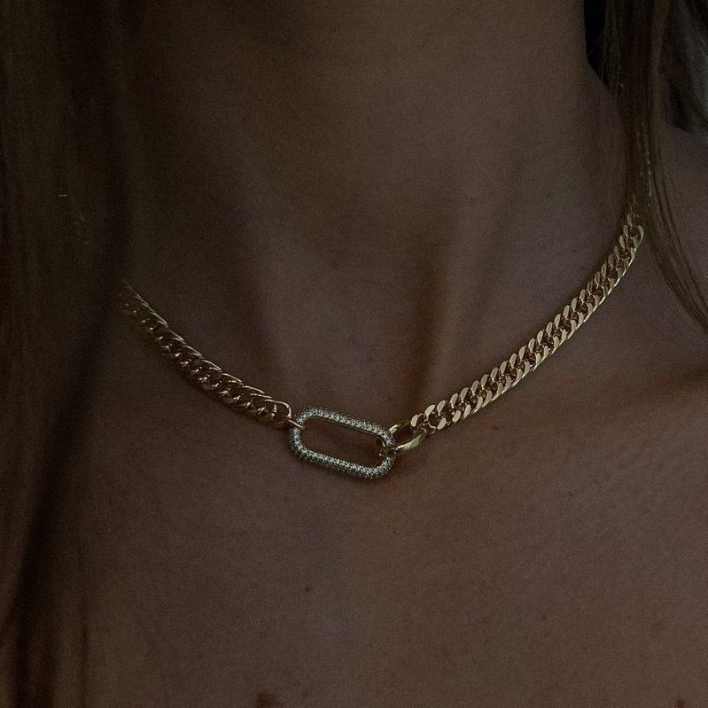 Luxus Licht Kupfer Intarsien Zirkon Gold Hufeisen Halskette Für Frauen Geometrische Choker Schlüsselbein Kette_voghion.com