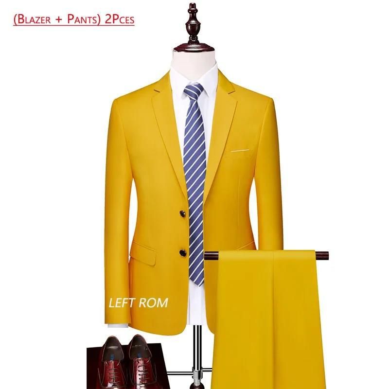 CT 2025 New Men's Solid Color Business Casual Suit Set Two-Piece Available Year-Round_voghion.com