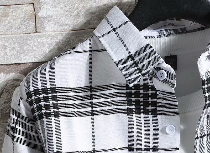 Abbigliamento maschile camicia a quadri casual alla moda e versatile popolare online camicia a maniche lunghe_voghion.com