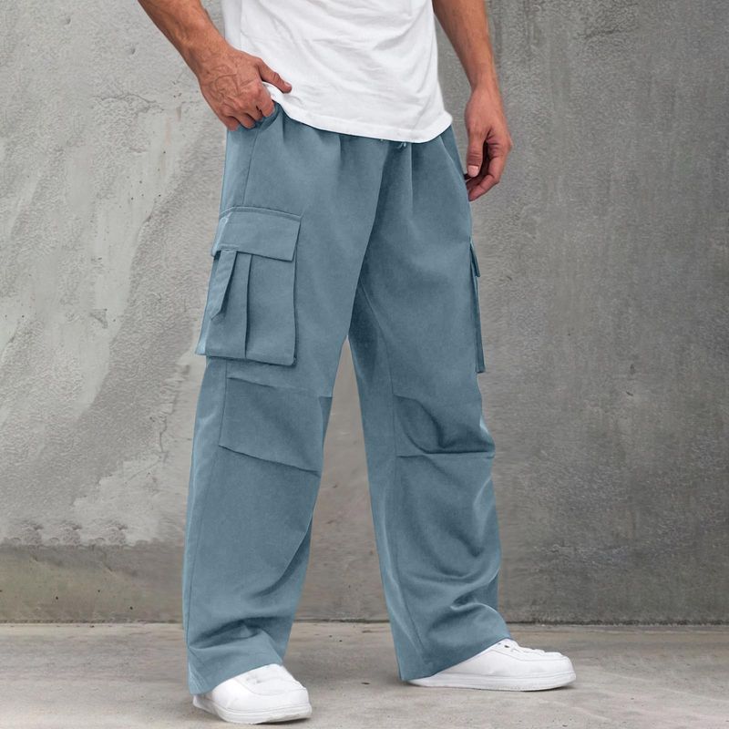 Herrenbekleidung Trendy Overalls für Männer High-End-Ins Trendy Hose mit mehreren Taschen Lose gerade Bein breite Bein Freizeithose für Paare_voghion.com