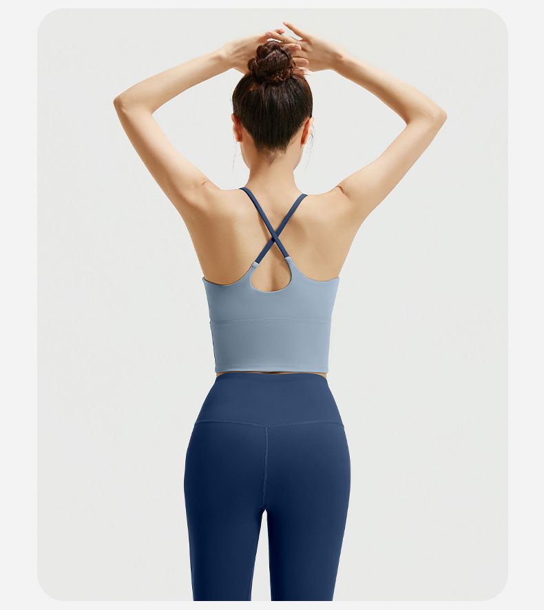 (two pieces )OQQ jumpsuit with wide shoulder straps, detachable chest cushion, threaded tight pants, fitness suit for women_voghion.com