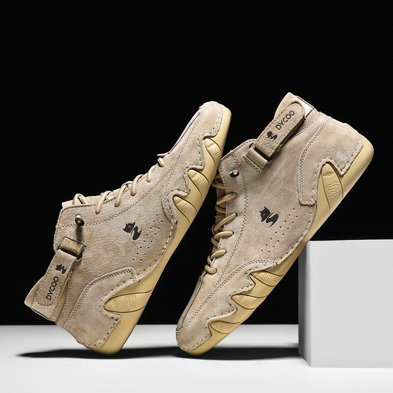 Fox high casual cotton shoes, leather top layer, Martin boots, men's shoes_voghion.com