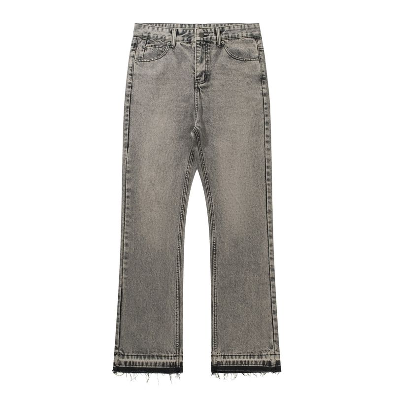 Roupas masculinas American Smoky Gray Tassel 507 Retro Cement Gray Calças Jeans Cleanfit_voghion.com