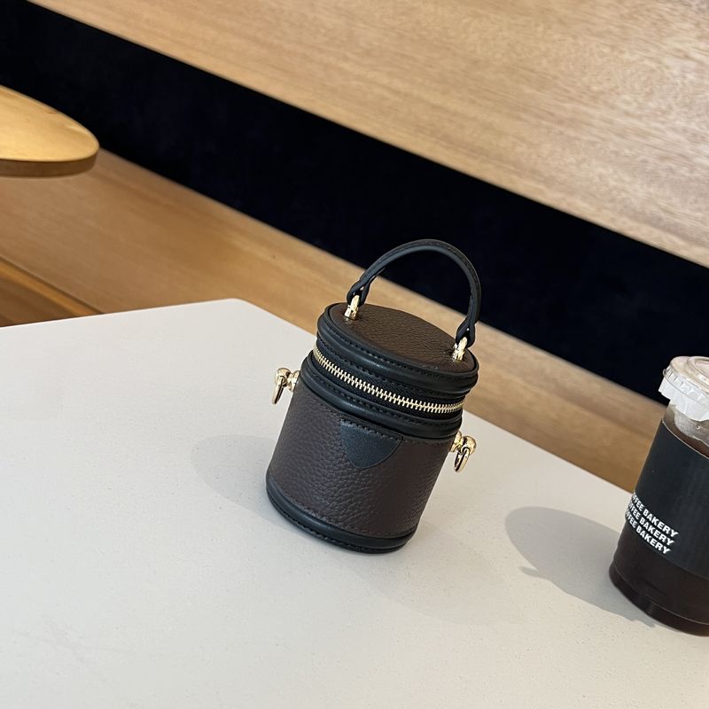 Donkey House Same Style Fortune Mini Bucket First Layer Cowhide Exquisite Coin Purse Red Fashion Earphone Storage Bag_voghion.com