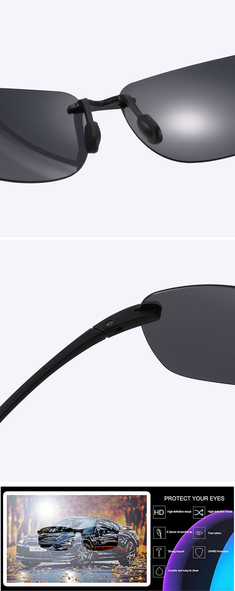 ActiveGo TR90 Material TAC Polarized True Film Sports Cycling Frameless Outdoor Sunglasses For Men And Women Mountaineering_voghion.com