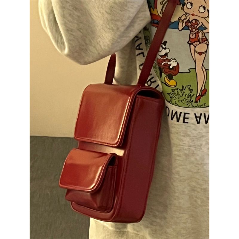 Mini niche design téléphone portable version coréenne 2024 nouveau sac bandoulière appareil photo rouge petit carré_voghion.com