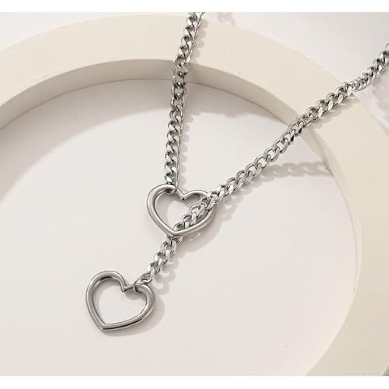 Heart-shaped Ring Sliding Chain Necklace For Women Handmade Punk Style Personality High-end Feel Yiwu Jewelry_voghion.com