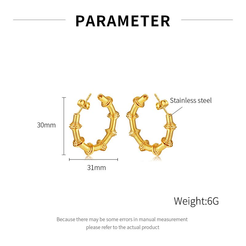 Modische Hohl Raue Verdrehte Federspule Vergoldete Boutique Schmuck Edelstahl Damen Ohrringe_voghion.com