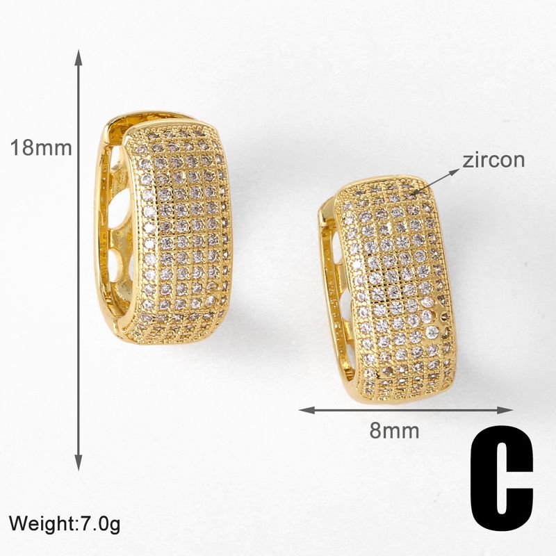 Selezione di gioielli Orecchini quadrati Orecchini da donna in rame placcato oro con zircone incastonato Orecchini Temperamento Tutti placcati in oro Regali creativi personalizzati_voghion.com