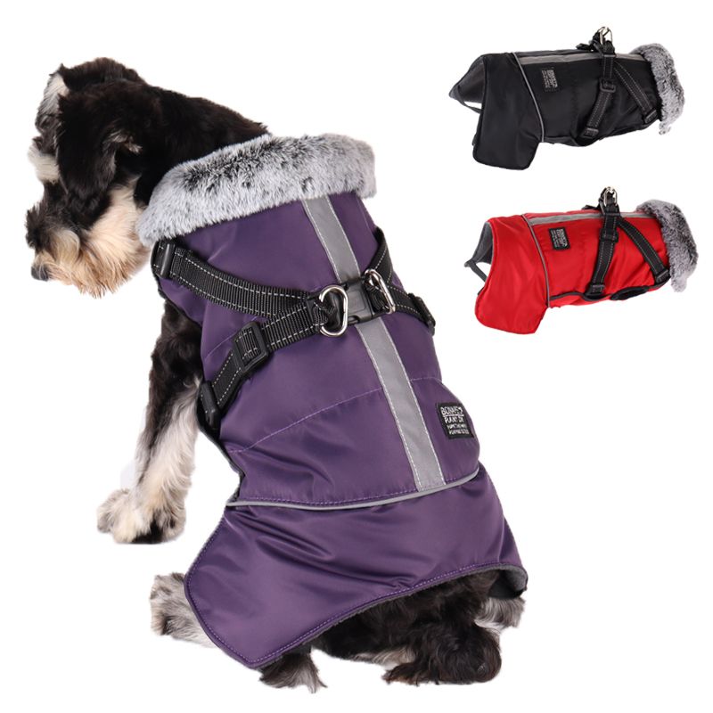 Winter Waterproof Dog Jacket With Harne, Warm Small Reflective Coat French Bulldog, Large Dog, Clothing For By PawParty Store_voghion.com