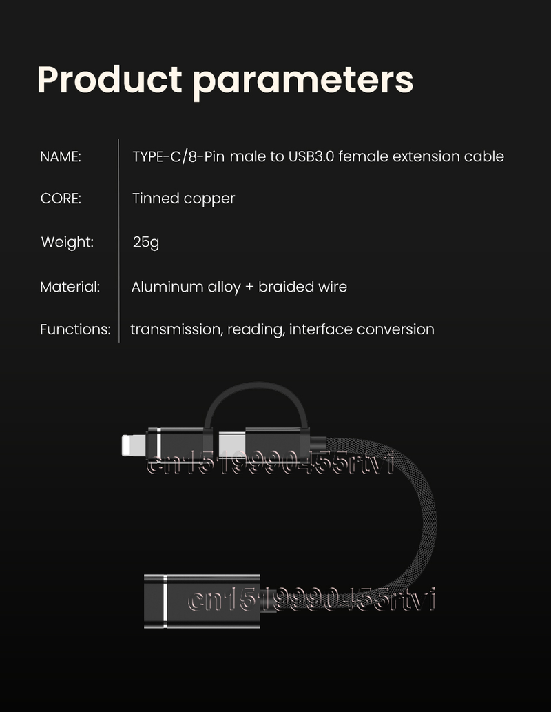 i 1 2 USB 3.0 til 8-benet/type C OTG-adapterkabel til iPhone 13 12 11 Pro Max iPad til iOS 13 ovenfor til musekamerakort 8-P/Type_voghion.com