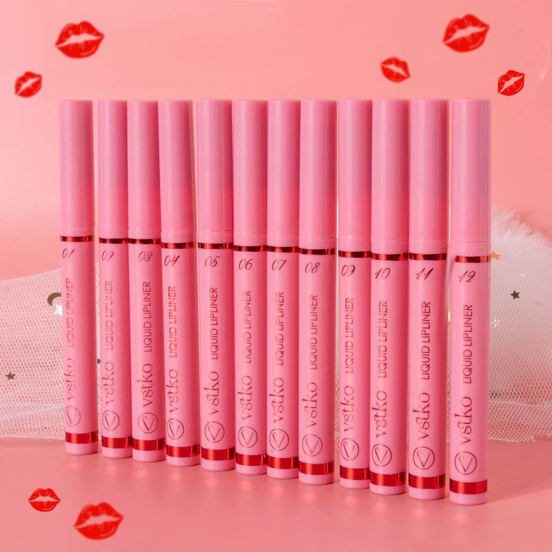 VSTKO Gourd-Tip Liquid Lip Liner Set – Matte, leicht aufzutragende, wasserfeste, lang anhaltende Lippenstiftstifte in Nude-Tönen_voghion.com