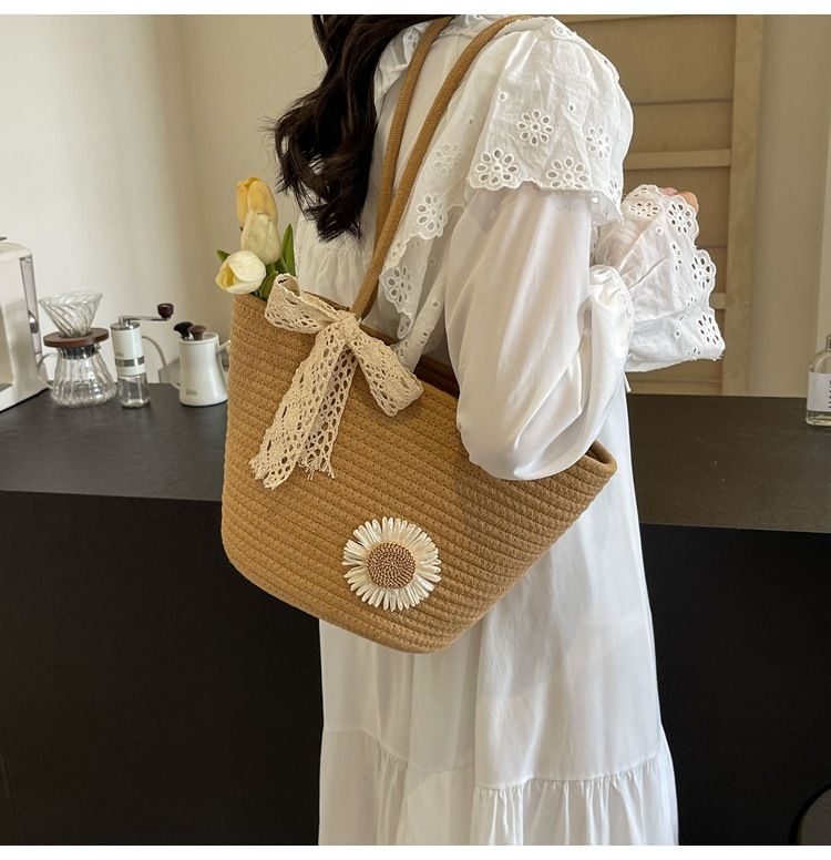 Borsa da spiaggia per le vacanze Instagram Tote fatta a mano intrecciata ad alta capacità per l'inizio della primavera 2024 per le donne_voghion.com