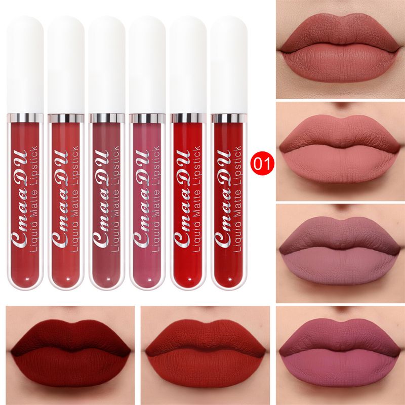 Lápiz labial líquido mate antiadherente, resistente al agua, brillo labial de larga duración, brillo labial aterciopelado de alta pigmentación, cosméticos de belleza, regalo de maquillaje para niñas_voghion.com