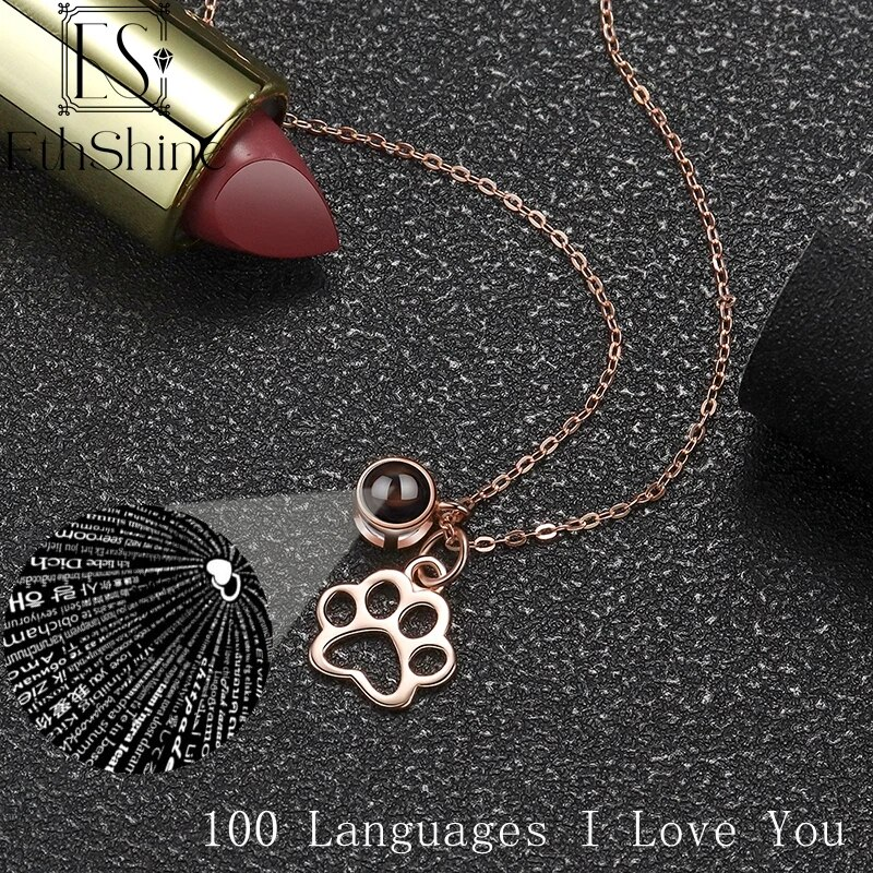 Collana con proiezione fotografica "Ti amo" Collana con ciondolo con memoria in 100 lingue_voghion.com