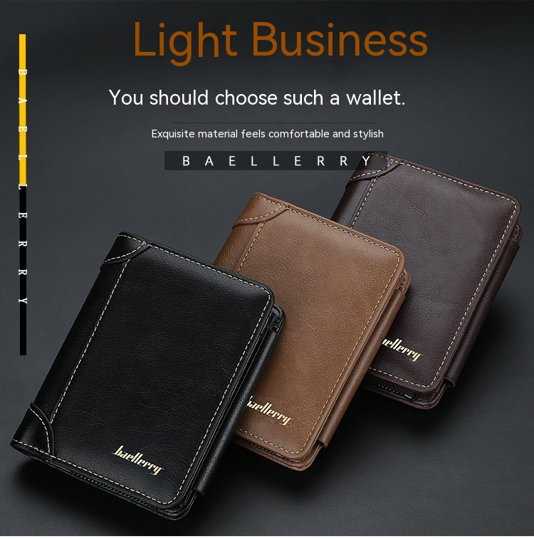 Uusi Hot Selling Fashion and Casual miesten lyhyt eurooppalainen ja amerikkalainen Multi Card kolmitaitteinen vetoketjullinen nollalompakko, muodikas ohut korttilaukku miehille_voghion.com