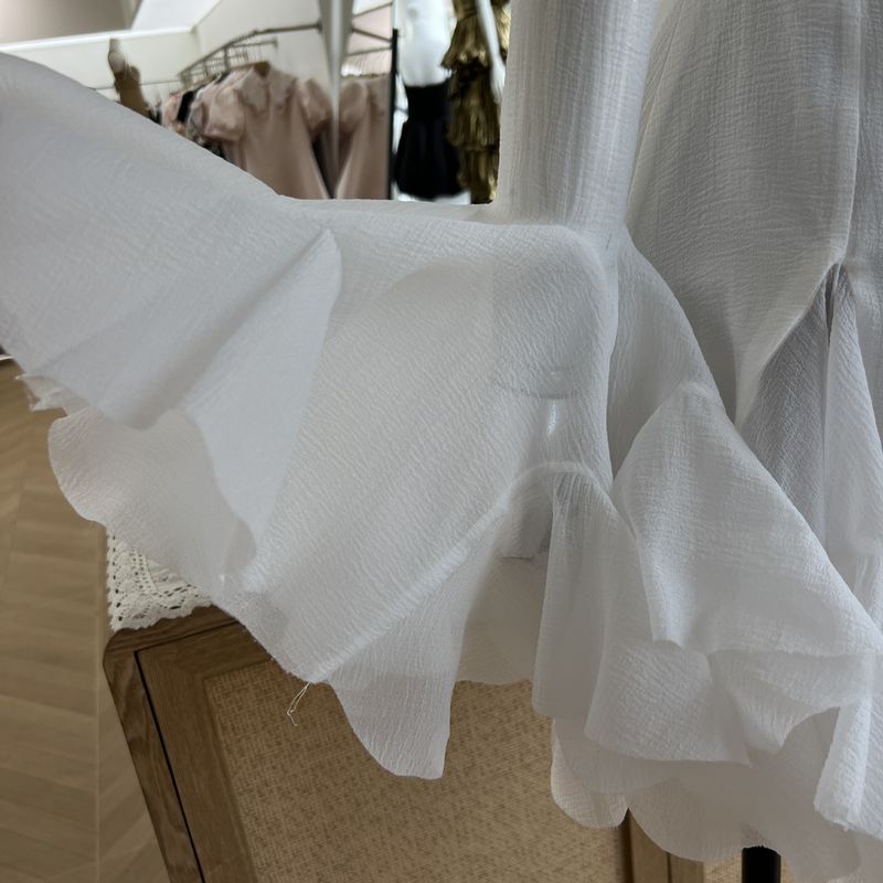 Damenbekleidung Nische Flower Fairy Bud Buttoned Slim Dress Sweet Salt Einzigartiges Design Einfarbig Kurz_voghion.com