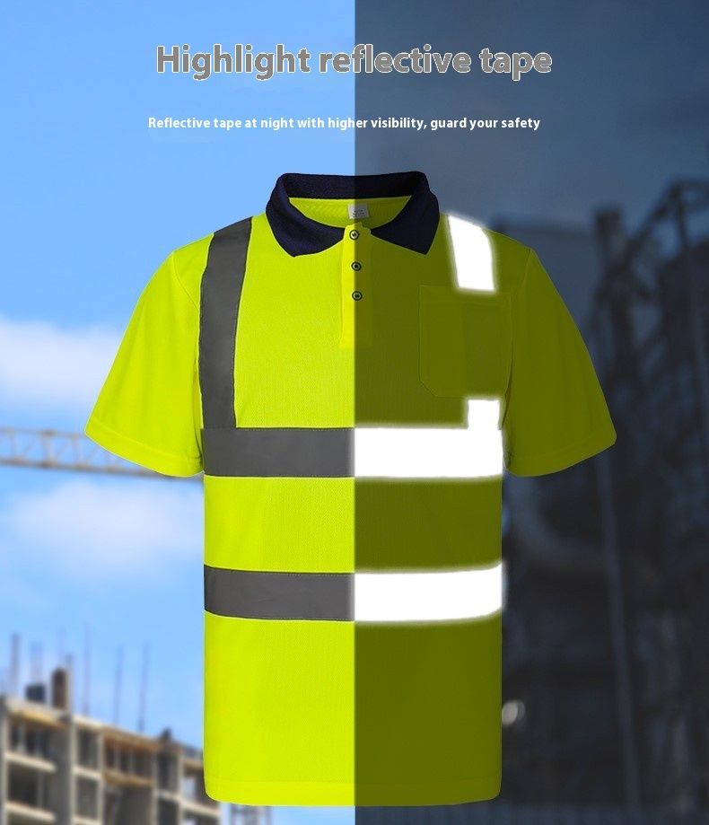 Reflekterende udendørs byggeprojekter, sommertøj, reflekterende poloshirts, korte ærmer_voghion.com