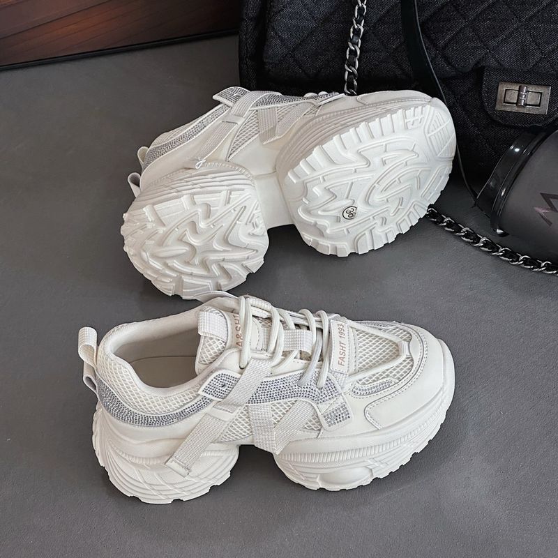 Real Leather Dad Increase Height In 2025 Spring And Autumn New Style Rhinestone Versatile Display High Thick Sole Small_voghion.com