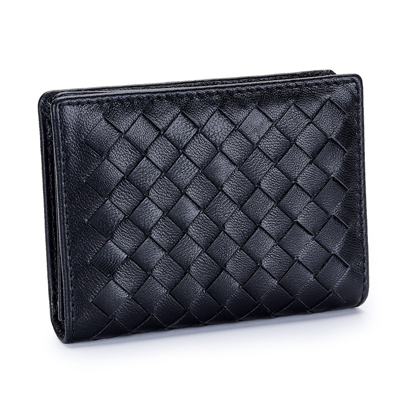 Designer Men S And Women Sheepskin Woven New Business Leather Multifunctional Bag Men Card Clip Simple Zero Wallet_voghion.com