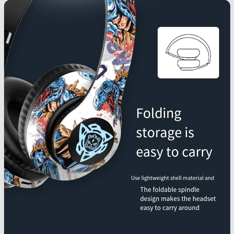 P35 Top Selling Headset Bluetooth Headset Wireless Headset China-Chic Graffiti New Luminous Stereo Music Sports Headset_voghion.com