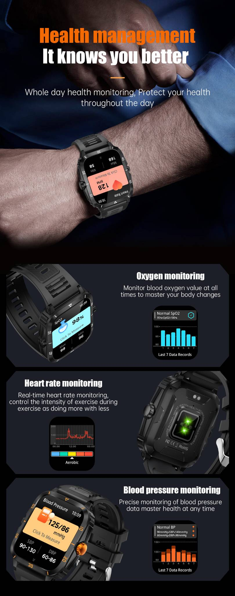 Smart watch multi function wireless call waterproof pedometer voice assistant sports watch_voghion.com