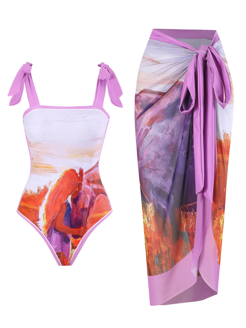Women's Clothing Two Piece Skirt Multi Color Print Sexy Bikini Set_voghion.com