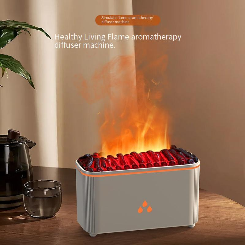 Realistischer Diffusor für ätherische Öle im Kamin mit 7-farbiger LED-Flamme, Aromatherapie-Luftbefeuchter, stimmungsvolle Beleuchtung für Zuhause und Büro_voghion.com
