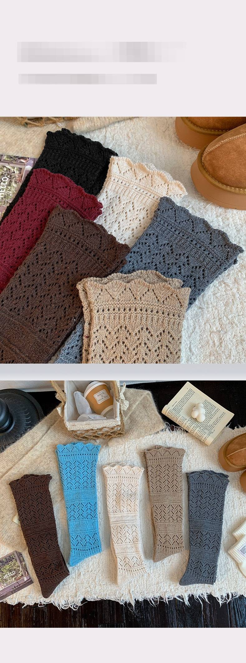 Damen Herbst und Winter Einfarbige Dicke Nadel Strapazierfähige All Match Wollflorsocken Für Damen All Match Ins Style Wadensocken Für Damen_voghion.com