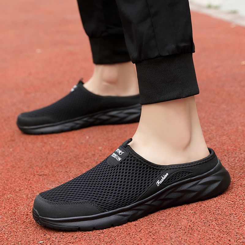 YRZL Herren Halbschuhe Sommer Atmungsaktive Mesh Herrenschuhe Outdoor Casual Wanderschuhe Große Flache Leichte Mesh-Hausschuhe Sandalen_voghion.com