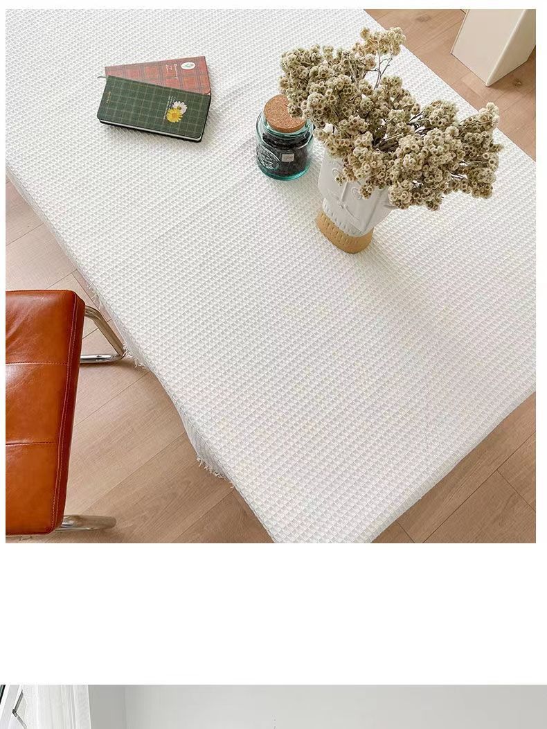 Tovaglia quadrata in misto cotone e lino spesso color tè al latte per tavolo da pranzo_voghion.com