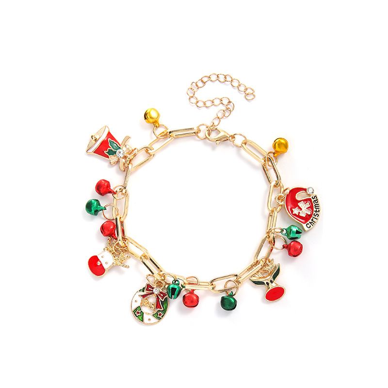 Bracelets à maillons et chaîne en argile souple en alliage avec sapin de Noël et élan mignons_voghion.com