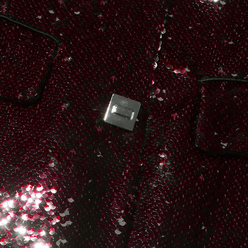 Abbigliamento da donna, design alla moda, piccolo abito con paillettes, elegante blazer con paillettes per donna - giacca da ufficio slim fit con scollo a V e design che stringe la vita_voghion.com