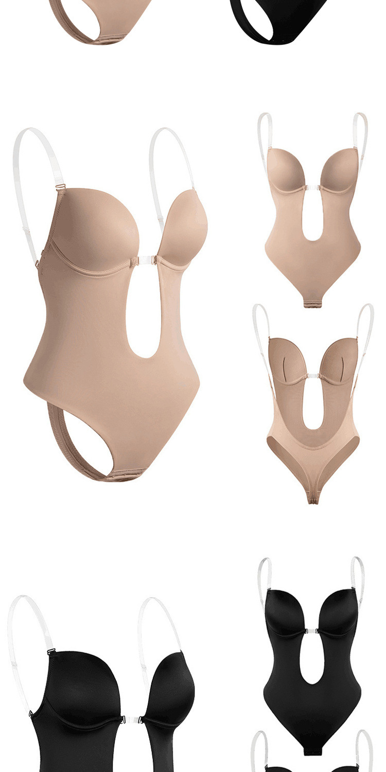 djup V rygglös magkontroll korsett body suit osynliga axelband aftonklänning bh body suit body shaper_voghion.com