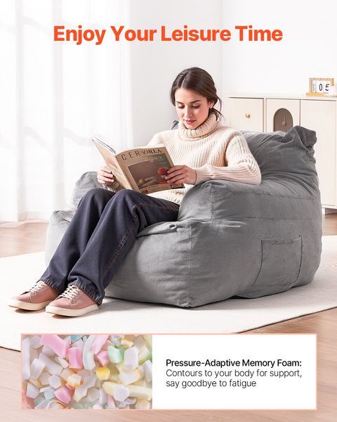 Bean Bag Chair, BeanBag Sofa Chair With Armrests For Adults, Fluffy Plush & High-Density Foam Filling Adult Bean Bag With Zapper, Comfy Lazy So_voghion.com