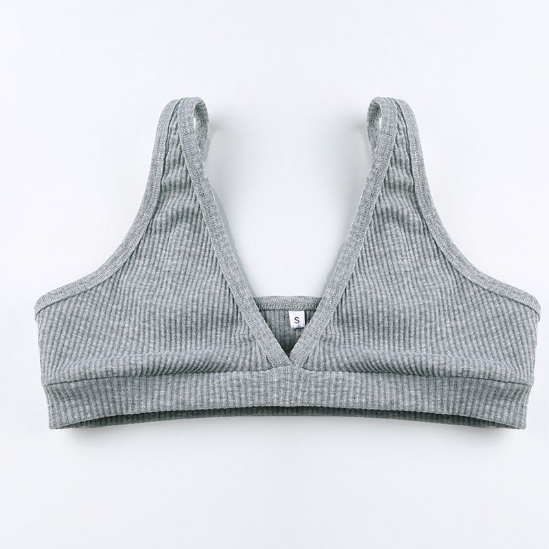 Women's Clothing Solid color knitted zipper hooded cardigan sweatshirt V neck triangle cup bra high waisted tight shorts casual three piece set_voghion.com