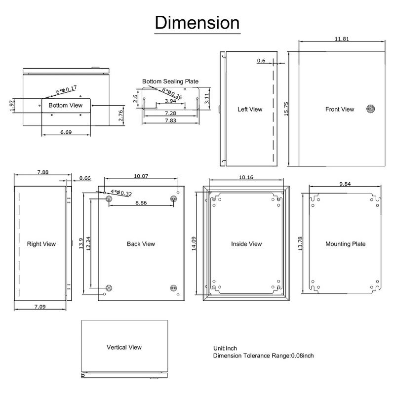 12 Juncti Outdoor Impermeabile Elettrico 8'' Interno 16 Acciaio Acciaio X NEMA 4X e Antipolvere Contenitore Elettrico NEMA IP66 X Box_voghion.com