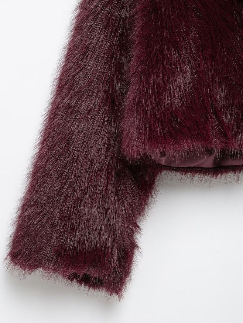 Damenmantel mit Kunstpelzkragen – Elegante Herbst-Winter-Jacke mit Revers, Luxuriöse Oberbekleidung in reinen Farben (Burgunderrot, Braun, Marineblau)_voghion.com