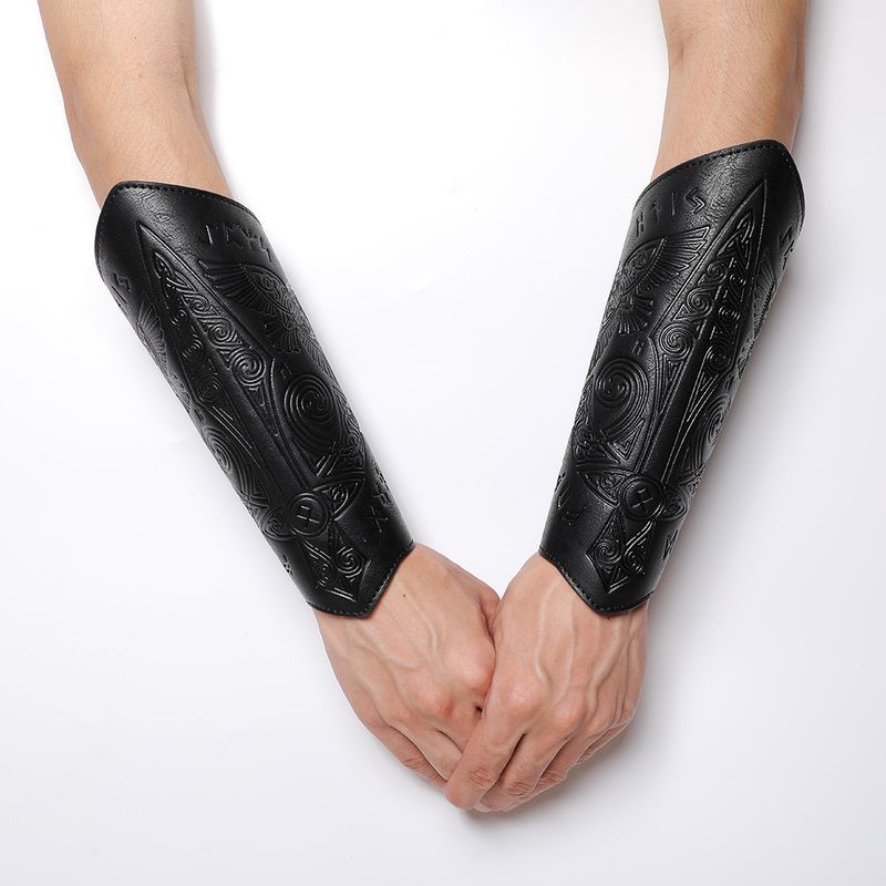 Medeltida vintage präglad handledsstöd COSPLAY scenrekvisita riddare Handskydd tillbehör_voghion.com