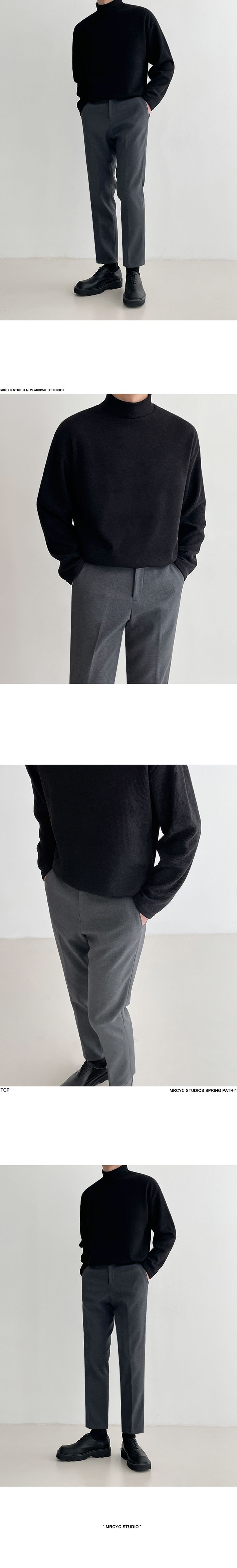Langarm-T-Shirt mit Stehkragen für Herren im Herbst und Winter, lockerer Trend, dickes, einfarbiges T-Shirt aus reiner Baumwolle_voghion.com