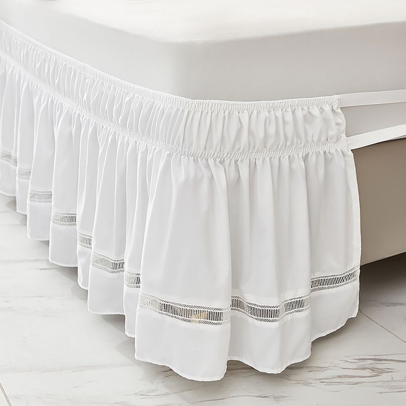 Gonna da letto in pizzo a traliccio - Volant antipolvere elastico con design staccabile (misura matrimoniale/king size, in poliestere lavabile, facile da installare)_voghion.com