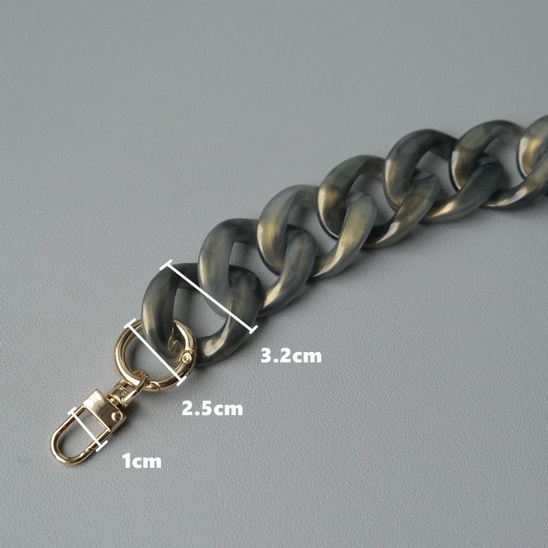 Vintage Gold Pulver Pailletten Acryl Harz Farbe-Block Handgemachte Abnehmbare Dicke Tasche Dekoration Kette_voghion.com