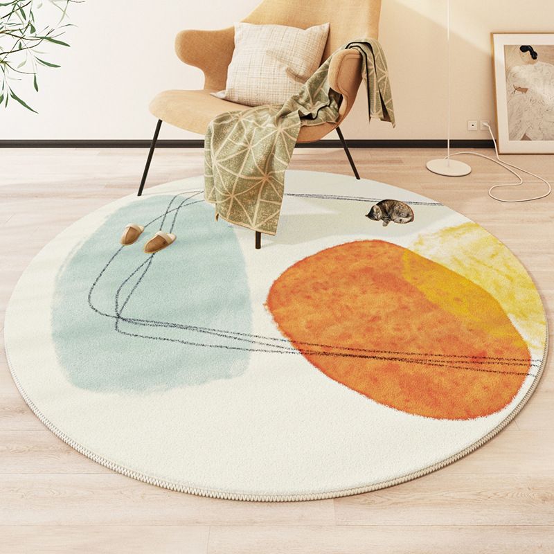 Runder Wohnzimmerteppich, Schlafzimmer, moderner Couchtischteppich, Schreibtischstuhl, Lammwolle, verdickt, rutschfest, Erkerfenster, Balkon_voghion.com